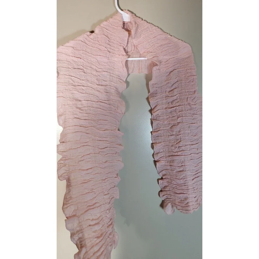100% Cashmere Scarf Pink Blush Lightweight Textured Wrap Shawl Soft Luxury